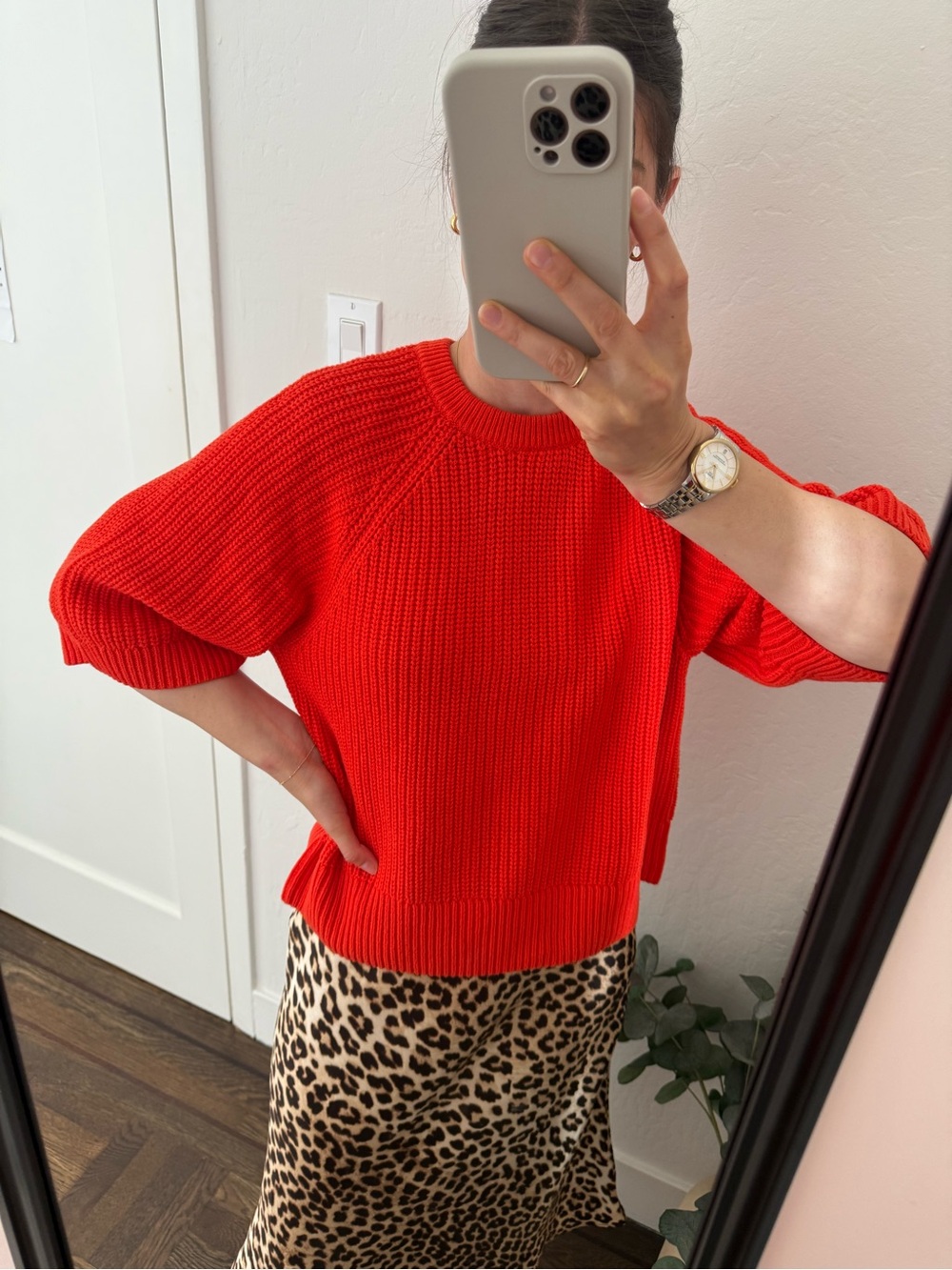 Red Ribbed Crewneck Sweater - Picture 4 of 5